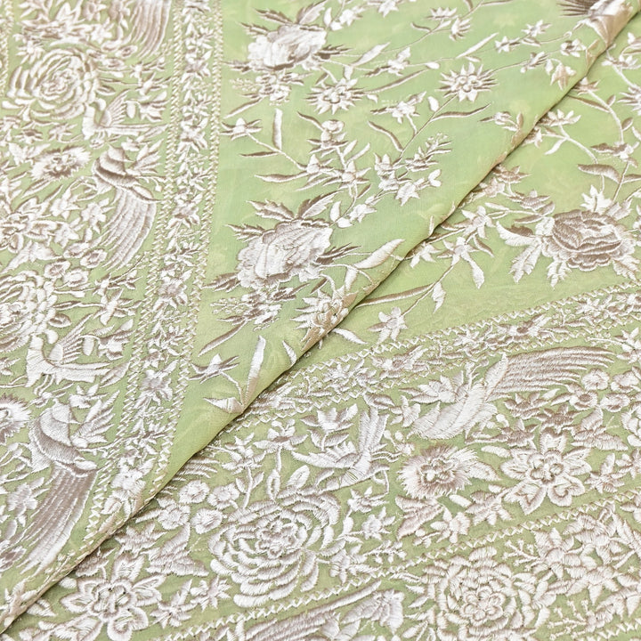 Viscose Georgette Parsi Embroidery Fabric – Elegant Designer Ethnic Fabric 00R114-8