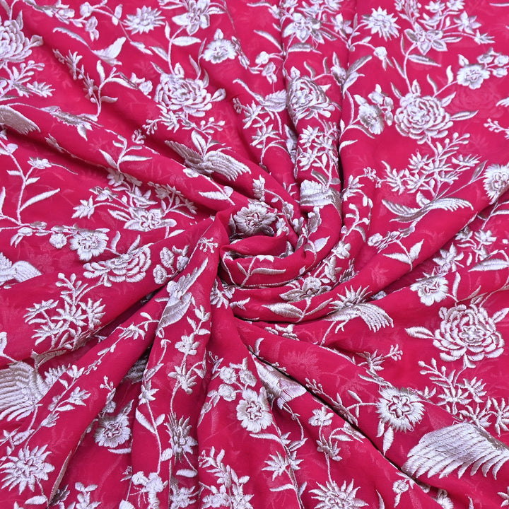 Viscose Georgette Parsi Embroidery Fabric – Elegant Designer Ethnic Fabric 00R114-14