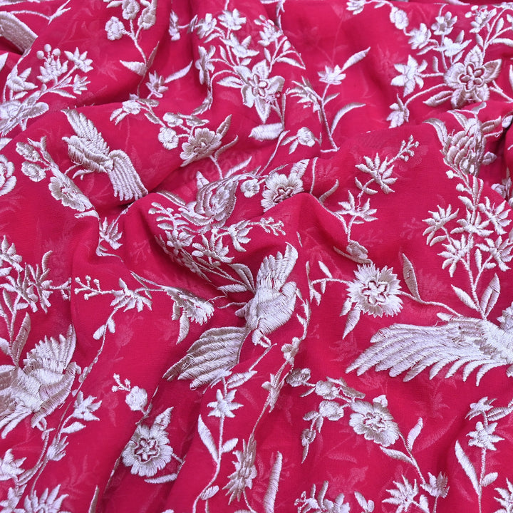 Viscose Georgette Parsi Embroidery Fabric – Elegant Designer Ethnic Fabric 00R114-14