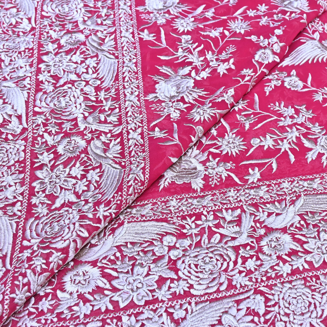Viscose Georgette Parsi Embroidery Fabric – Elegant Designer Ethnic Fabric 00R114-14
