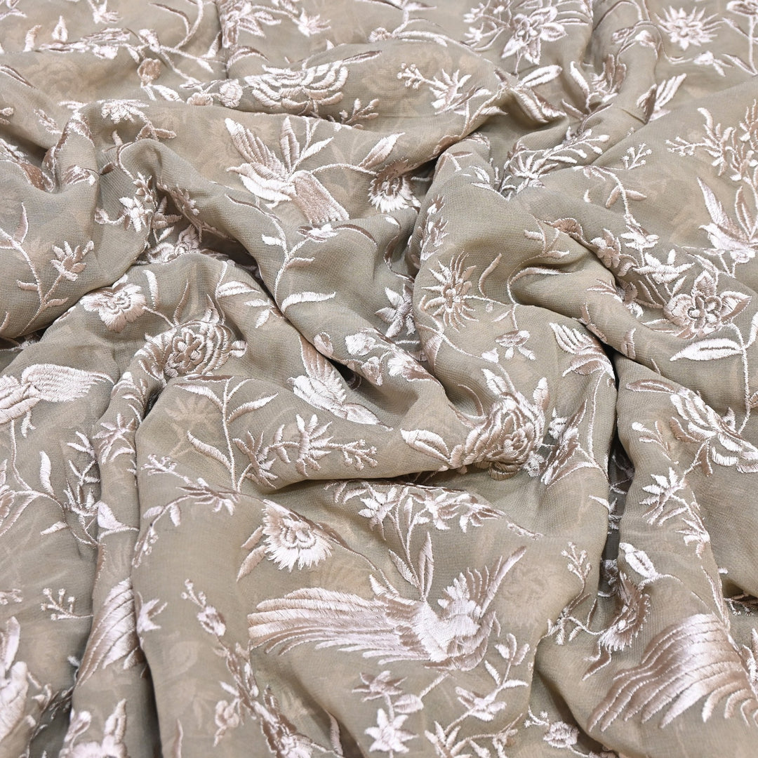 Viscose Georgette Parsi Embroidery Fabric – Elegant Designer Ethnic Fabric 00R114-15