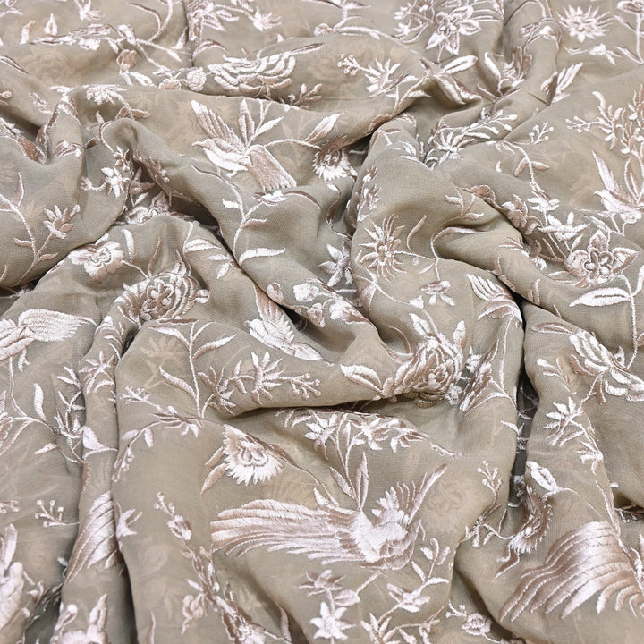 Viscose Georgette Parsi Embroidery Fabric – Elegant Designer Ethnic Fabric 00R114-15