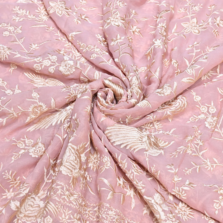 Viscose Georgette Parsi Embroidery Fabric – Elegant Designer Ethnic Fabric 00R114-9