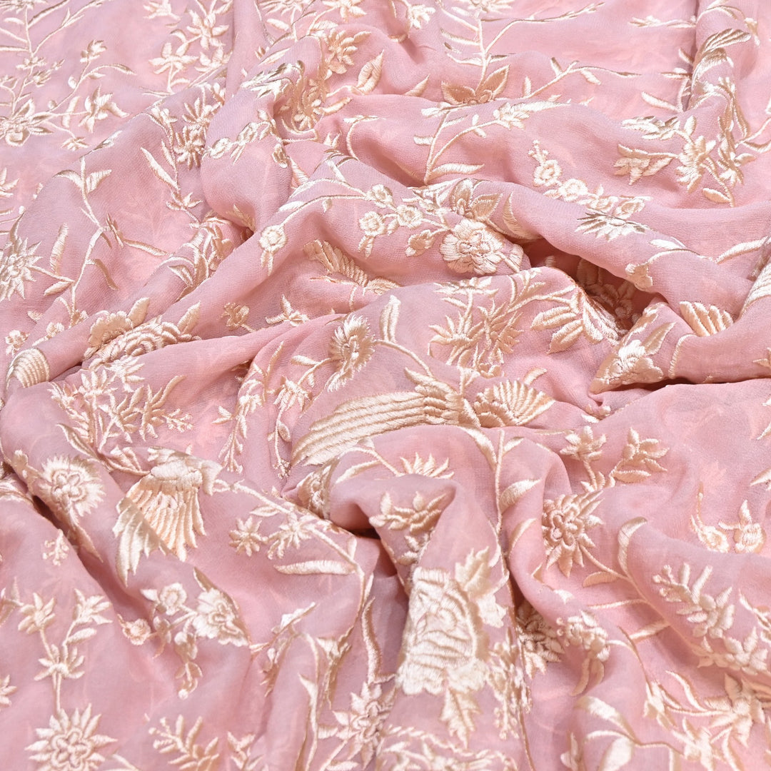 Viscose Georgette Parsi Embroidery Fabric – Elegant Designer Ethnic Fabric 00R114-9
