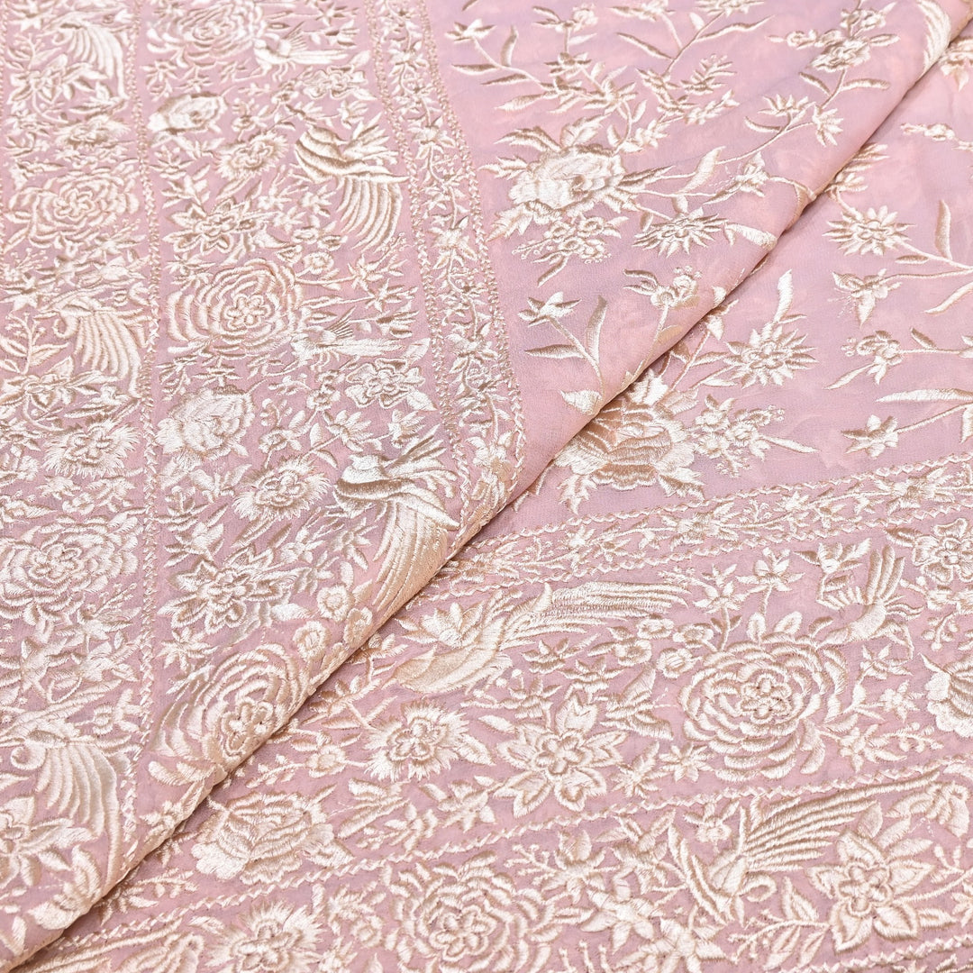 Viscose Georgette Parsi Embroidery Fabric – Elegant Designer Ethnic Fabric 00R114-9