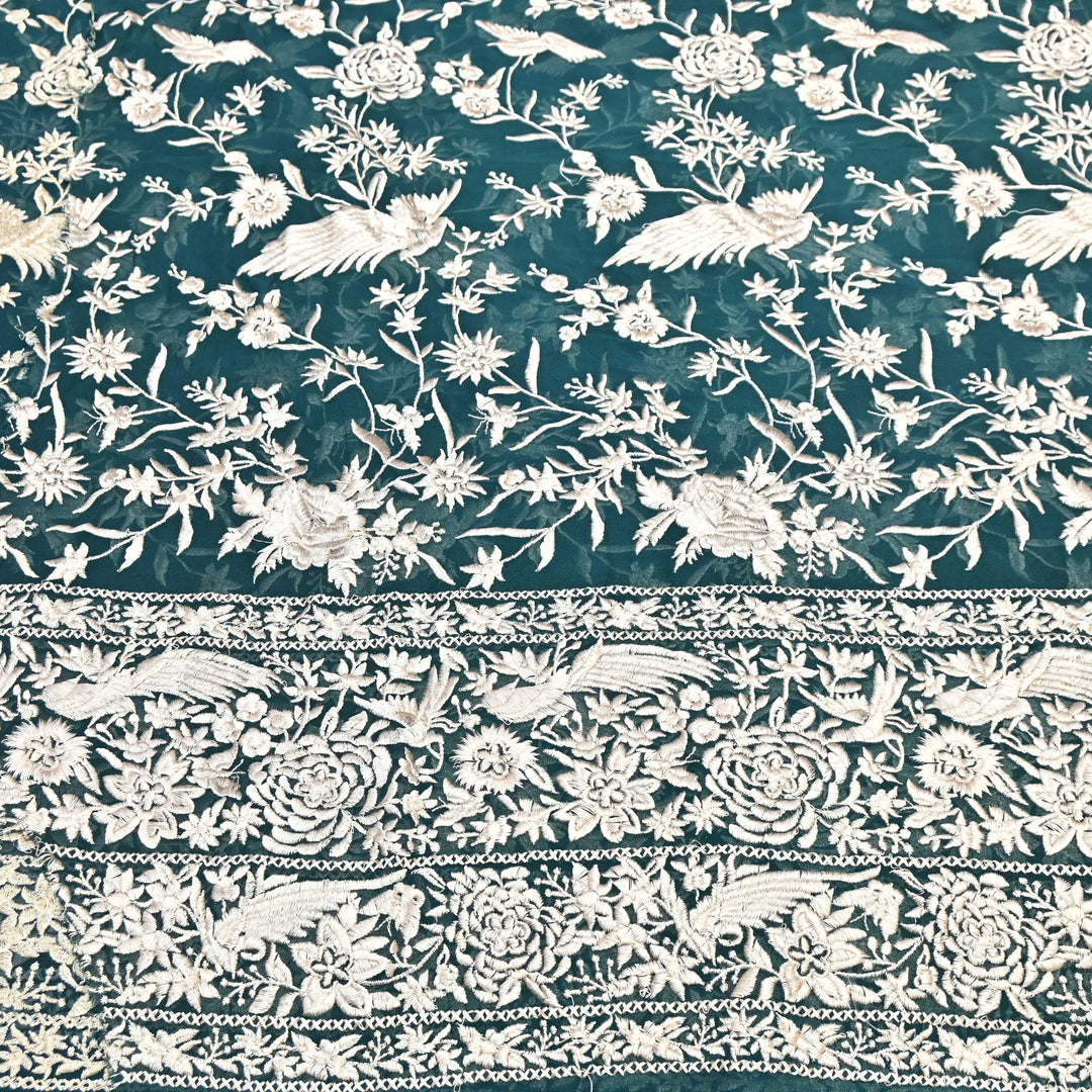 Viscose Georgette Parsi Embroidery Fabric – Elegant Designer Ethnic Fabric 00R114-12