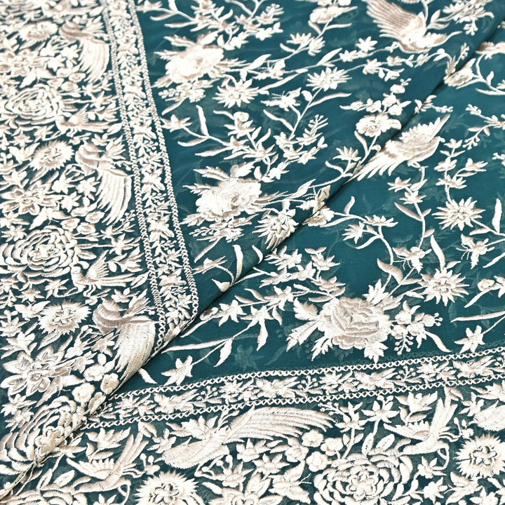 Viscose Georgette Parsi Embroidery Fabric – Elegant Designer Ethnic Fabric 00R114-12