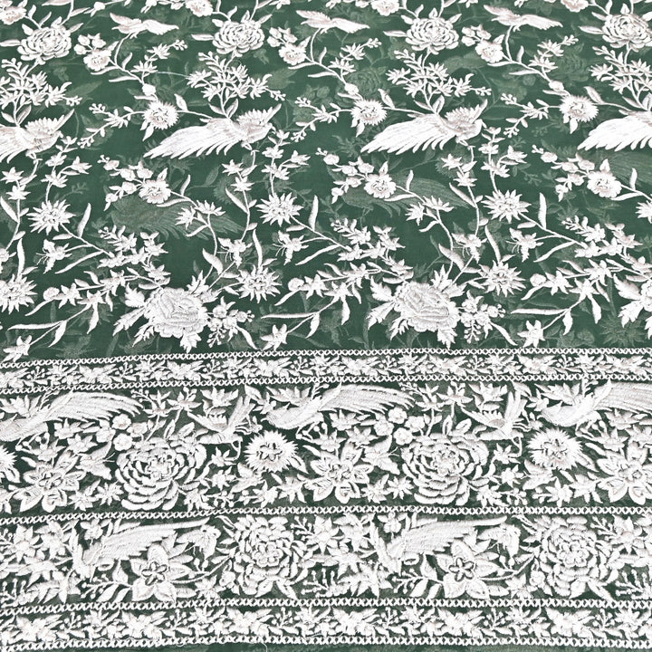 Viscose Georgette Parsi Embroidery Fabric – Elegant Designer Ethnic Fabric 00R114-17