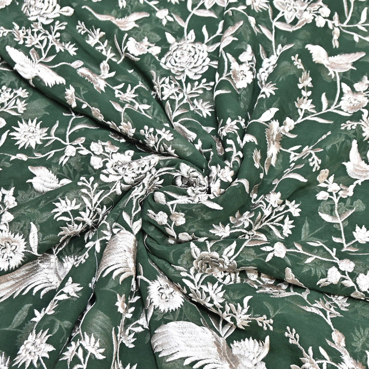 Viscose Georgette Parsi Embroidery Fabric – Elegant Designer Ethnic Fabric 00R114-17