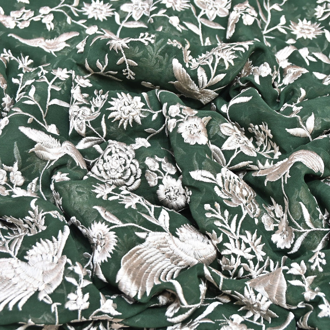 Viscose Georgette Parsi Embroidery Fabric – Elegant Designer Ethnic Fabric 00R114-17