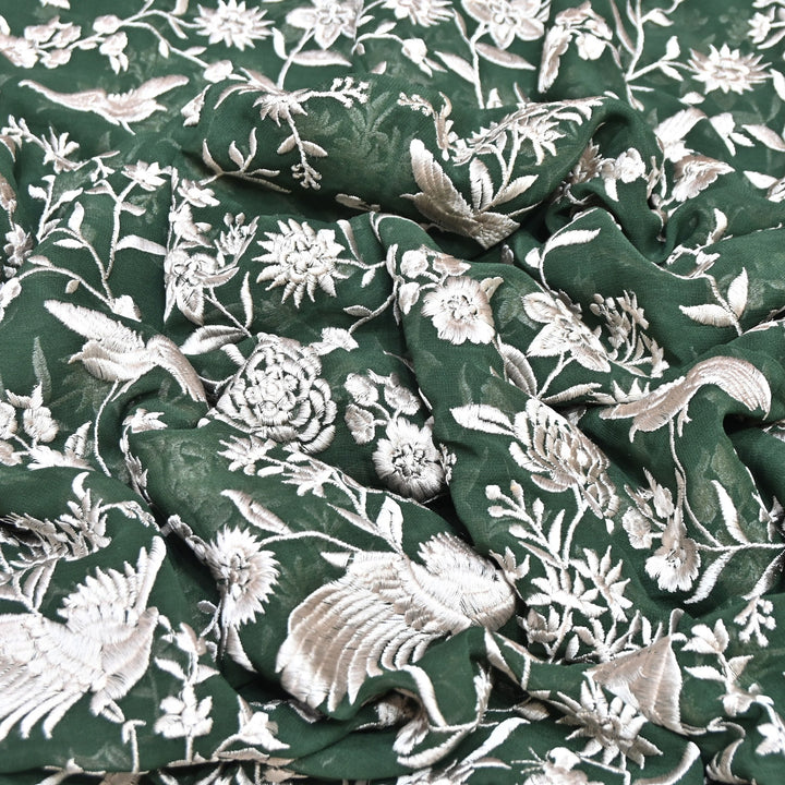 Viscose Georgette Parsi Embroidery Fabric – Elegant Designer Ethnic Fabric 00R114-17