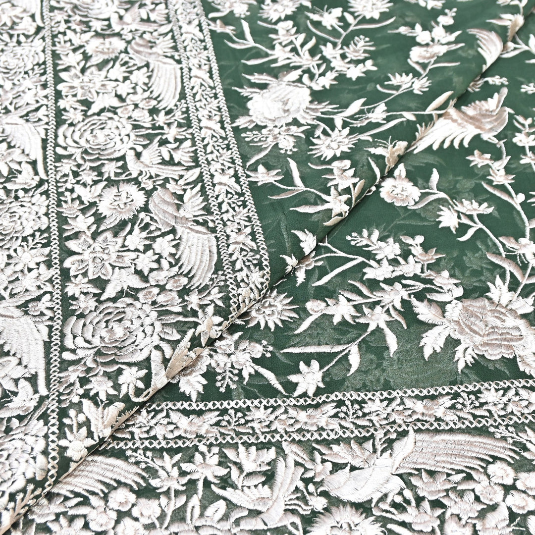 Viscose Georgette Parsi Embroidery Fabric – Elegant Designer Ethnic Fabric 00R114-17