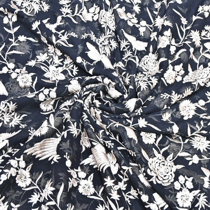 Viscose Georgette Parsi Embroidery Fabric – Elegant Designer Ethnic Fabric 00R114-13