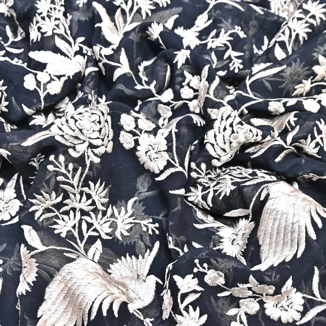 Viscose Georgette Parsi Embroidery Fabric – Elegant Designer Ethnic Fabric 00R114-13