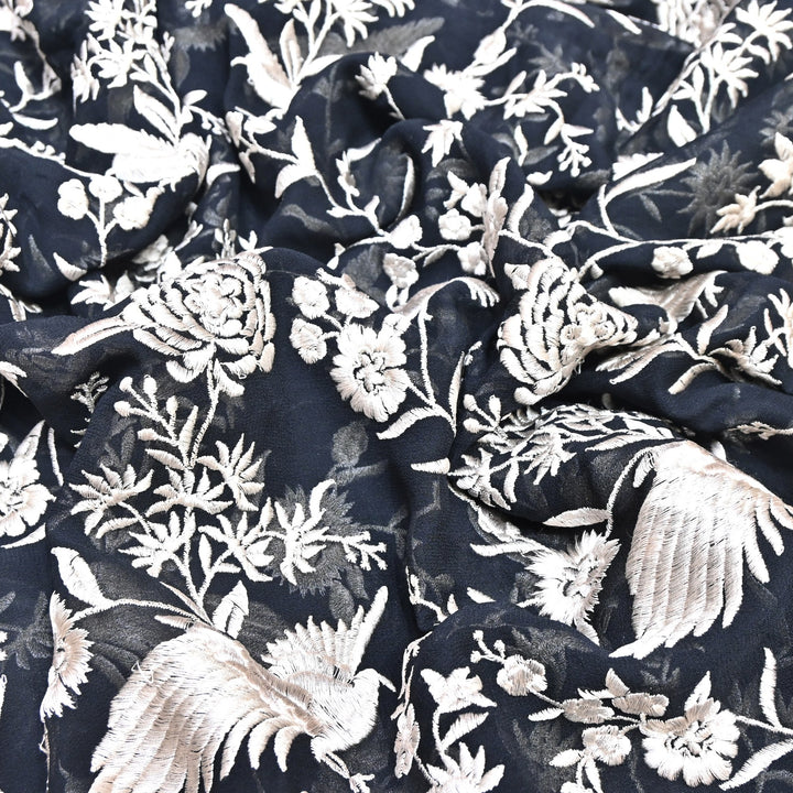 Viscose Georgette Parsi Embroidery Fabric – Elegant Designer Ethnic Fabric 00R114-13