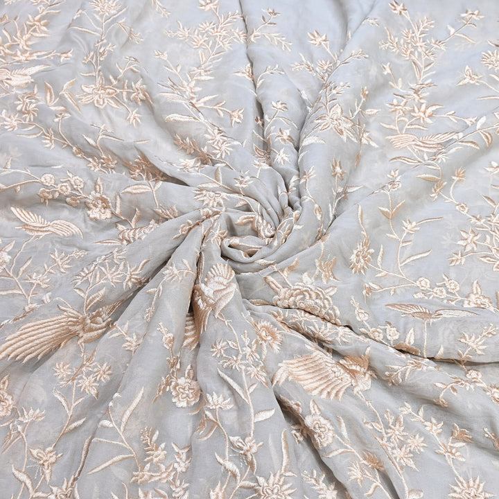 Viscose Georgette Parsi Embroidery Fabric – Elegant Designer Ethnic Fabric 00R114-10