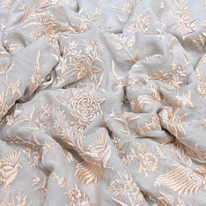 Viscose Georgette Parsi Embroidery Fabric – Elegant Designer Ethnic Fabric 00R114-10