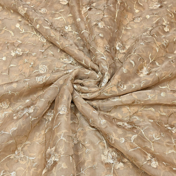 Pure Silk Organza Zari Thread Embroidery Designer Fabric HC0963 - 02