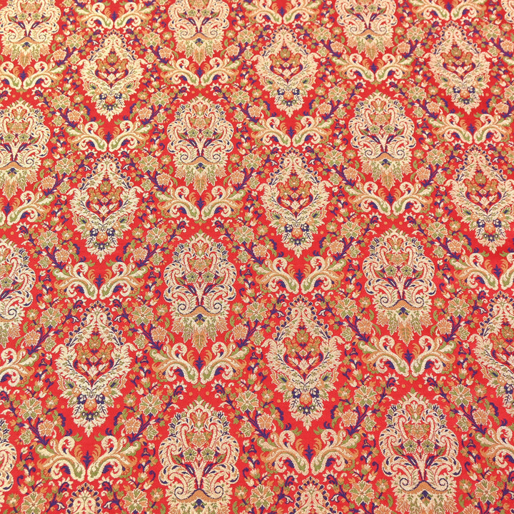 Satin Kimkhab Multi Brocade Fabric | Heavy Luxury Zari Woven Designer Fabric | RS0022-01