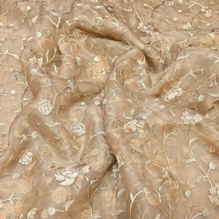 Pure Silk Organza Zari Thread Embroidery Designer Fabric HC0963 - 02