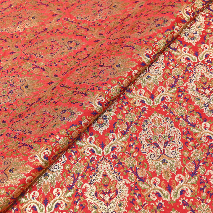 Satin Kimkhab Multi Brocade Fabric | Heavy Luxury Zari Woven Designer Fabric | RS0022-01
