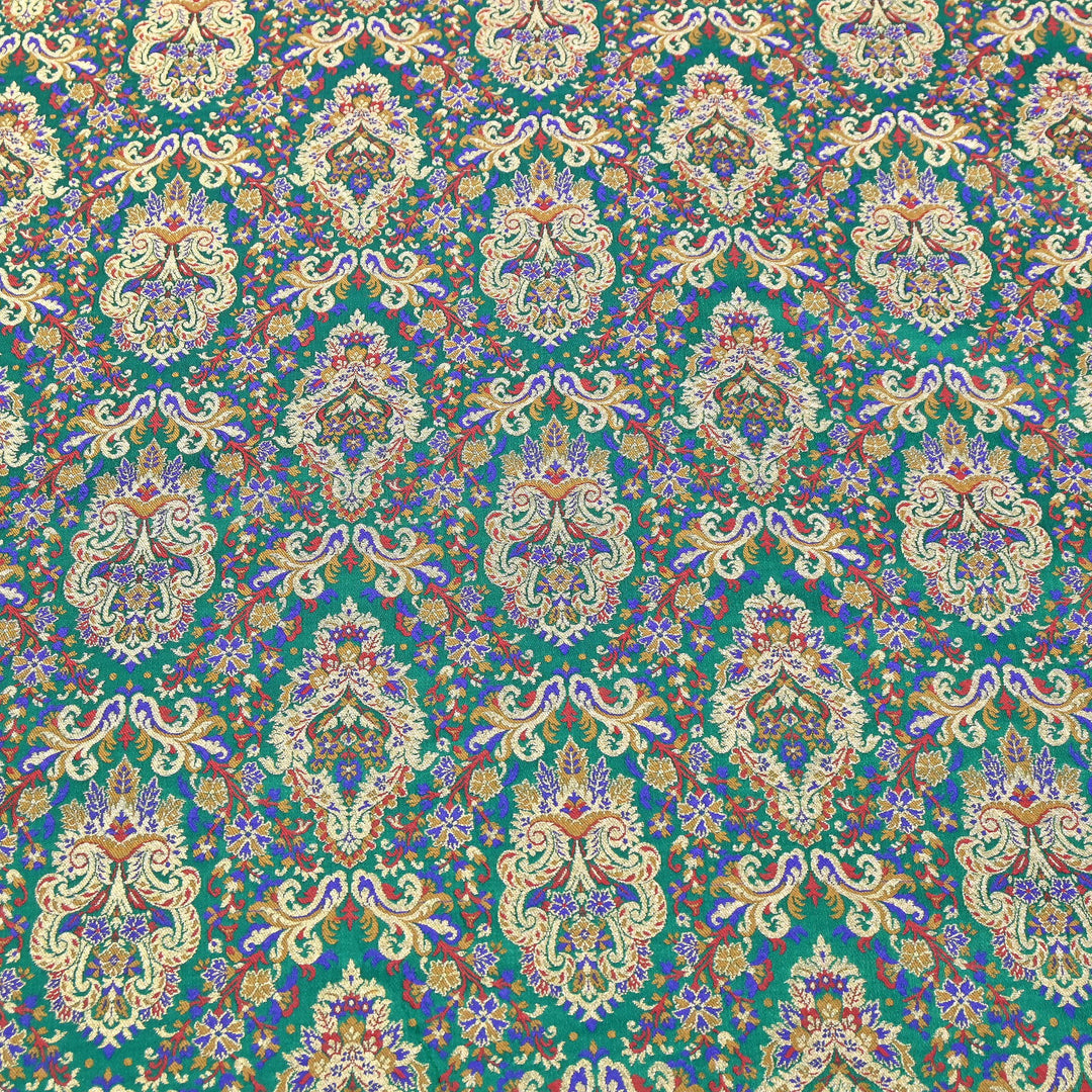 Satin Kimkhab Multi Brocade Fabric | Heavy Luxury Zari Woven Designer Fabric | RS0022-02