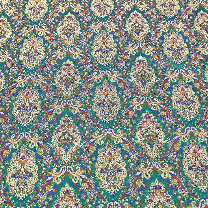 Satin Kimkhab Multi Brocade Fabric | Heavy Luxury Zari Woven Designer Fabric | RS0022-02