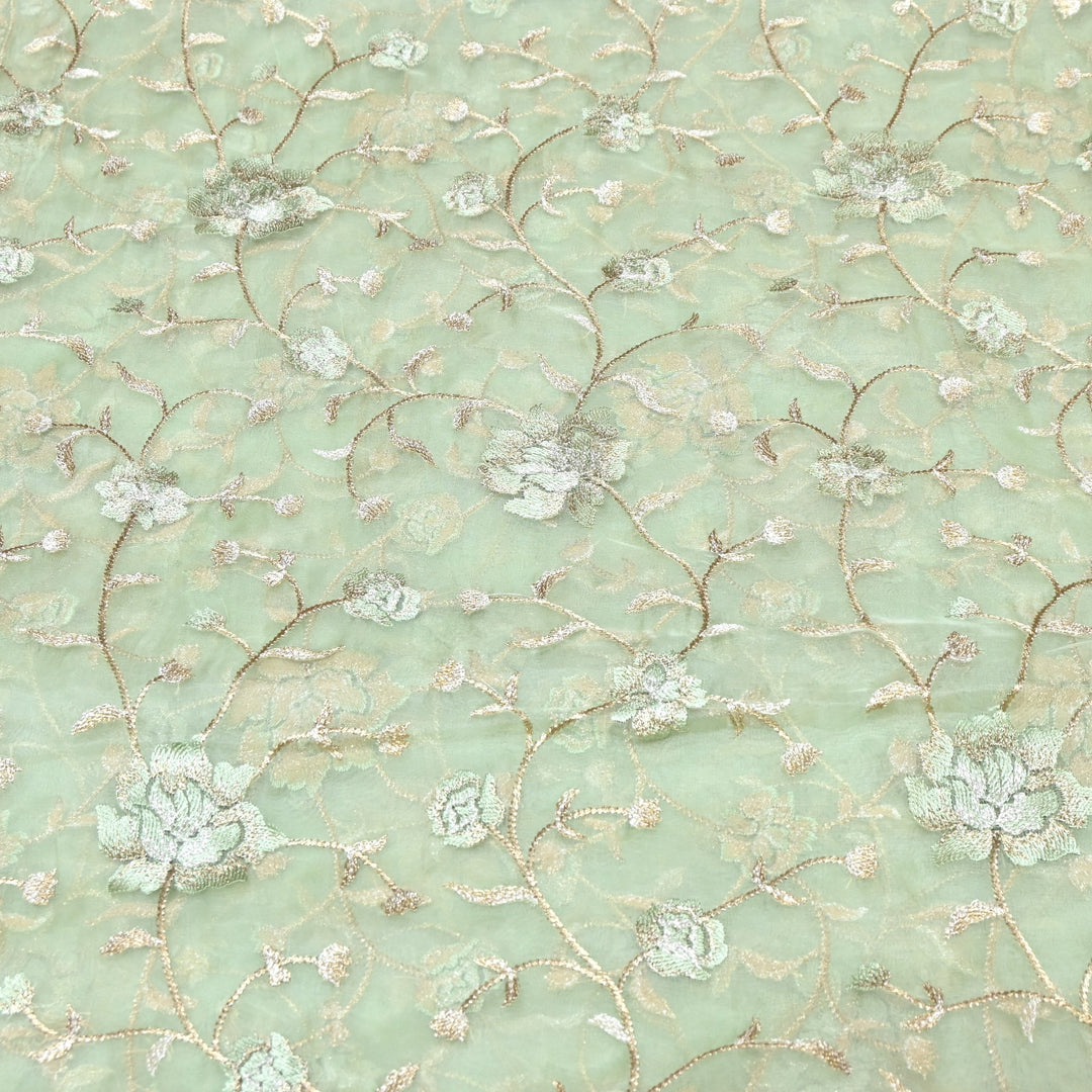 Pure Silk Organza Zari Thread Embroidery Designer Fabric HC0963 - 04