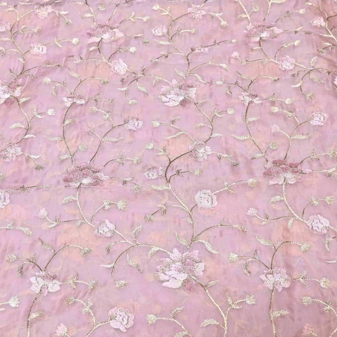 Pure Silk Organza Zari Thread Embroidery Designer Fabric HC0963 - 06