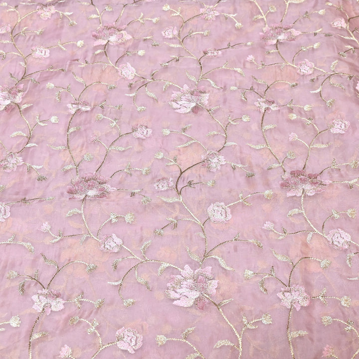 Pure Silk Organza Zari Thread Embroidery Designer Fabric HC0963 - 06