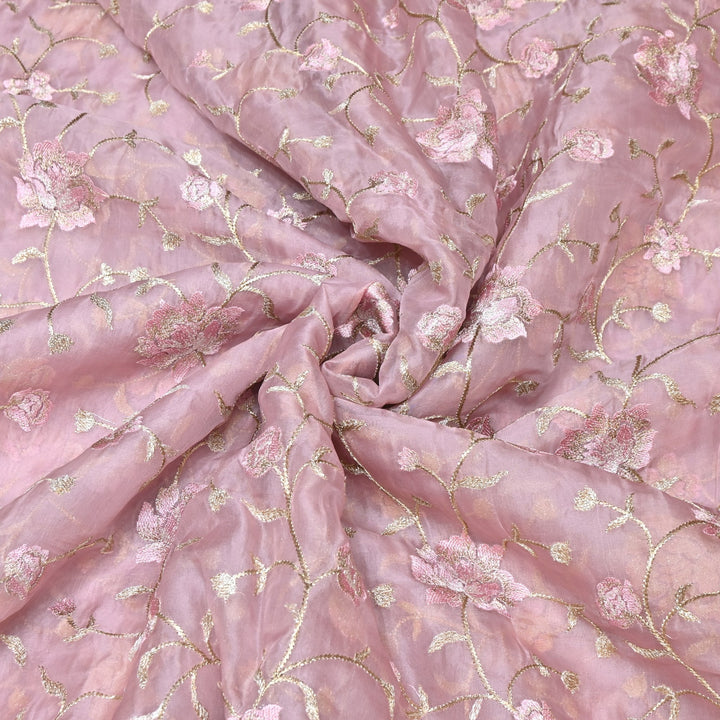 Pure Silk Organza Zari Thread Embroidery Designer Fabric HC0963 - 06