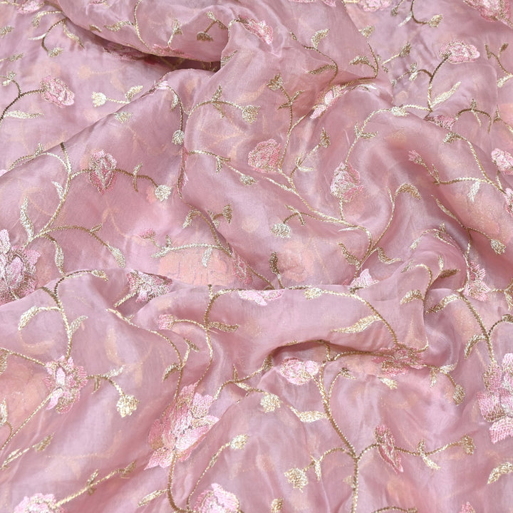Pure Silk Organza Zari Thread Embroidery Designer Fabric HC0963 - 06