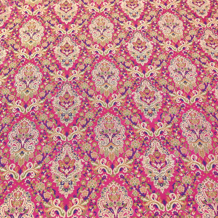 Satin Kimkhab Multi Brocade Fabric | Heavy Luxury Zari Woven Designer Fabric | RS0022-04