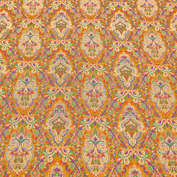 Satin Kimkhab Multi Brocade Fabric | Heavy Luxury Zari Woven Designer Fabric | RS0022-05