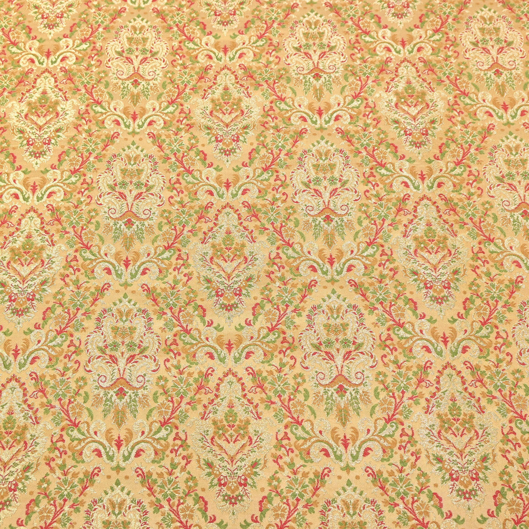 Satin Kimkhab Multi Brocade Fabric | Heavy Luxury Zari Woven Designer Fabric | RS0022-06