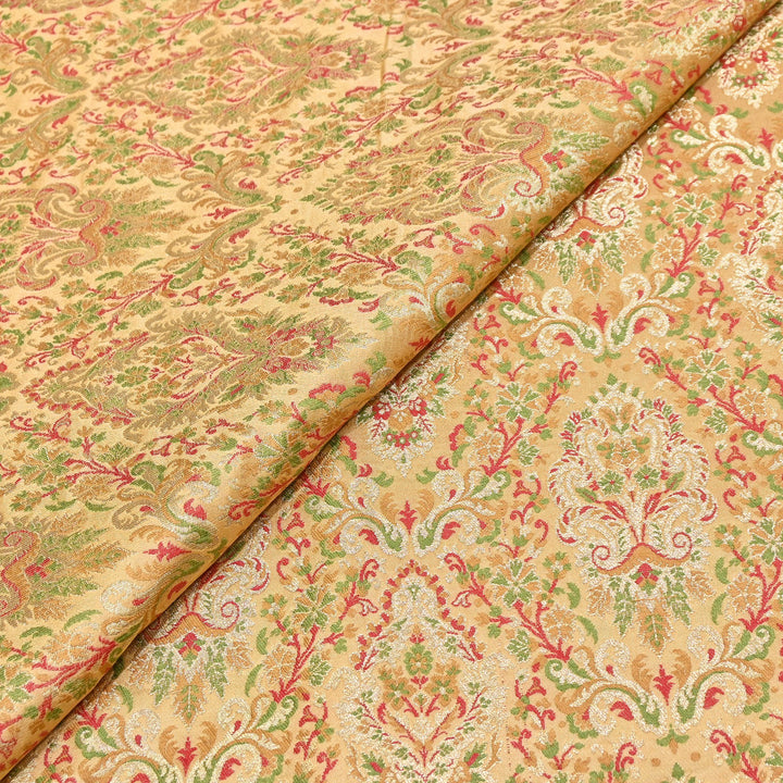 Satin Kimkhab Multi Brocade Fabric | Heavy Luxury Zari Woven Designer Fabric | RS0022-06