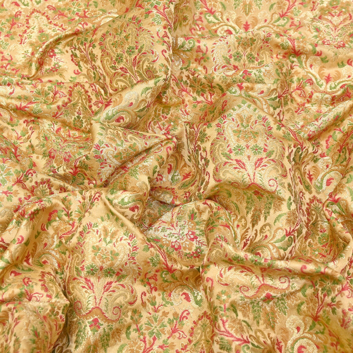 Satin Kimkhab Multi Brocade Fabric | Heavy Luxury Zari Woven Designer Fabric | RS0022-06