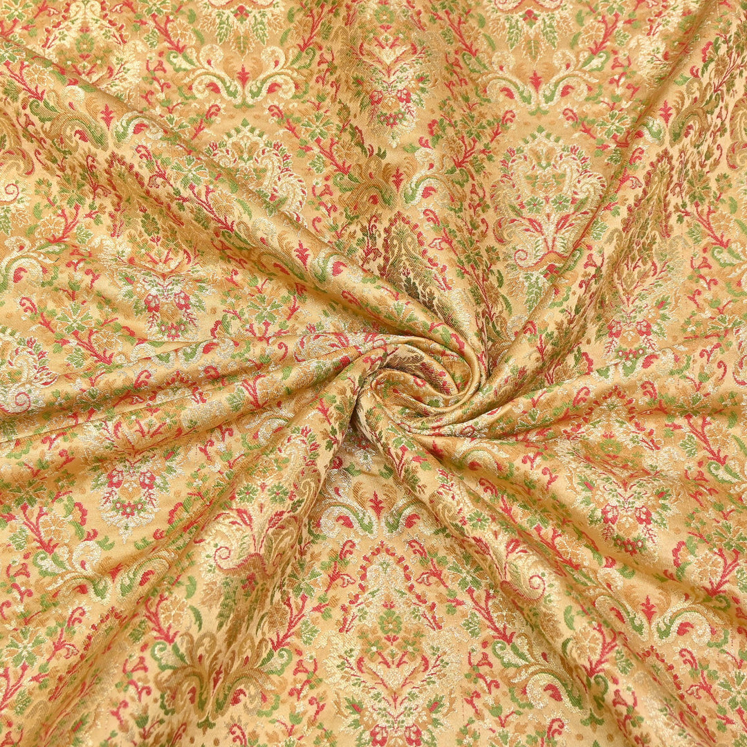 Satin Kimkhab Multi Brocade Fabric | Heavy Luxury Zari Woven Designer Fabric | RS0022-06