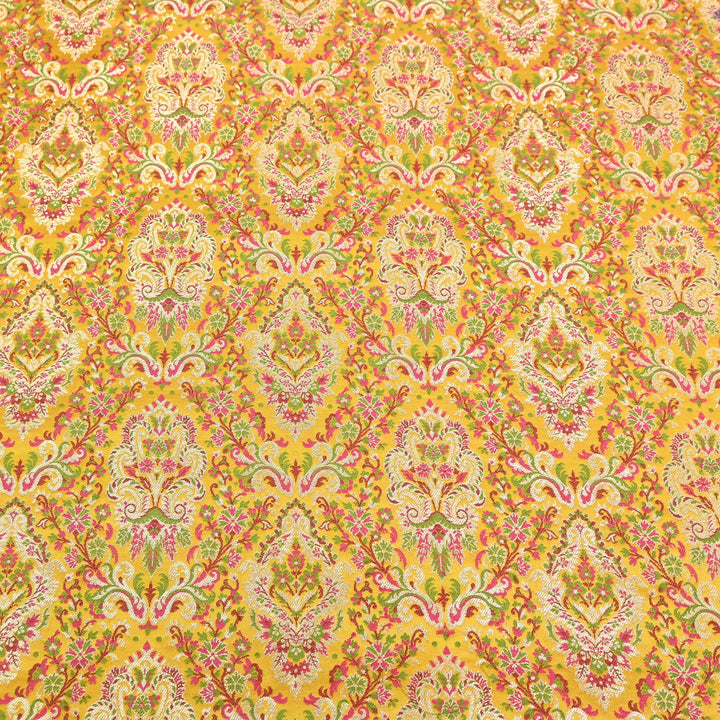 Satin Kimkhab Multi Brocade Fabric | Heavy Luxury Zari Woven Designer Fabric | RS0022-08