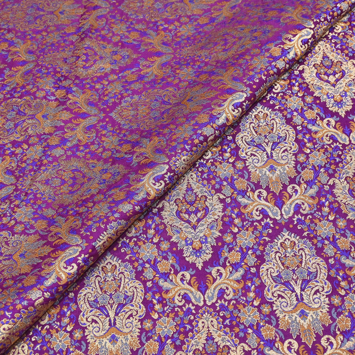 Satin Kimkhab Multi Brocade Fabric | Heavy Luxury Zari Woven Designer Fabric | RS0022-07