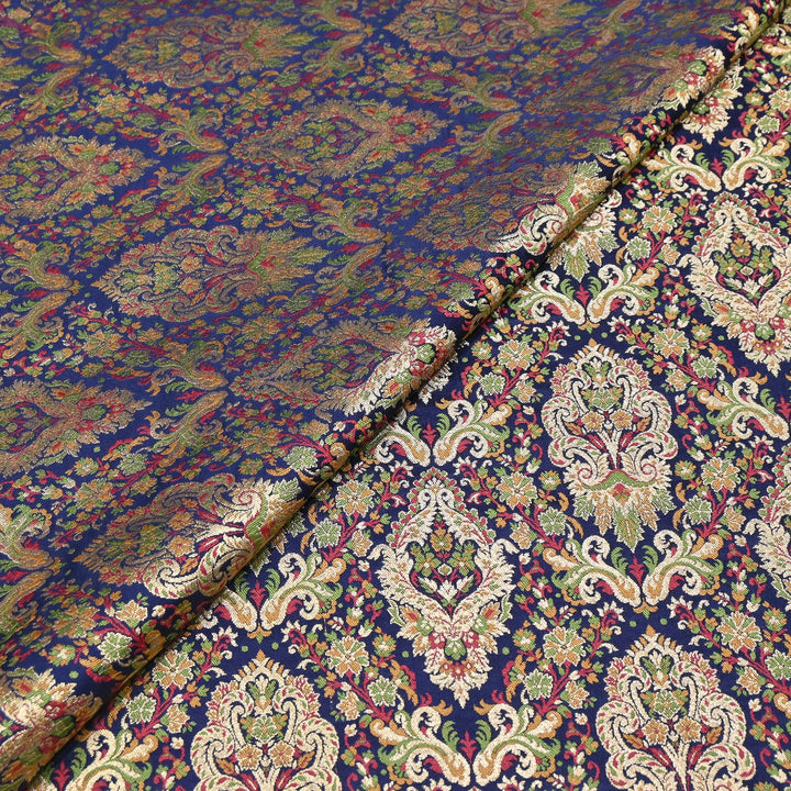 Satin Kimkhab Multi Brocade Fabric | Heavy Luxury Zari Woven Designer Fabric | RS0022-09