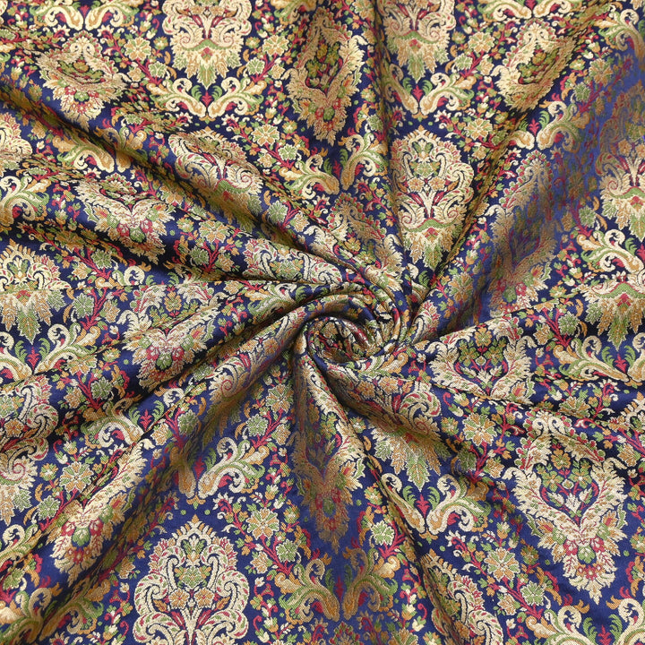 Satin Kimkhab Multi Brocade Fabric | Heavy Luxury Zari Woven Designer Fabric | RS0022-09