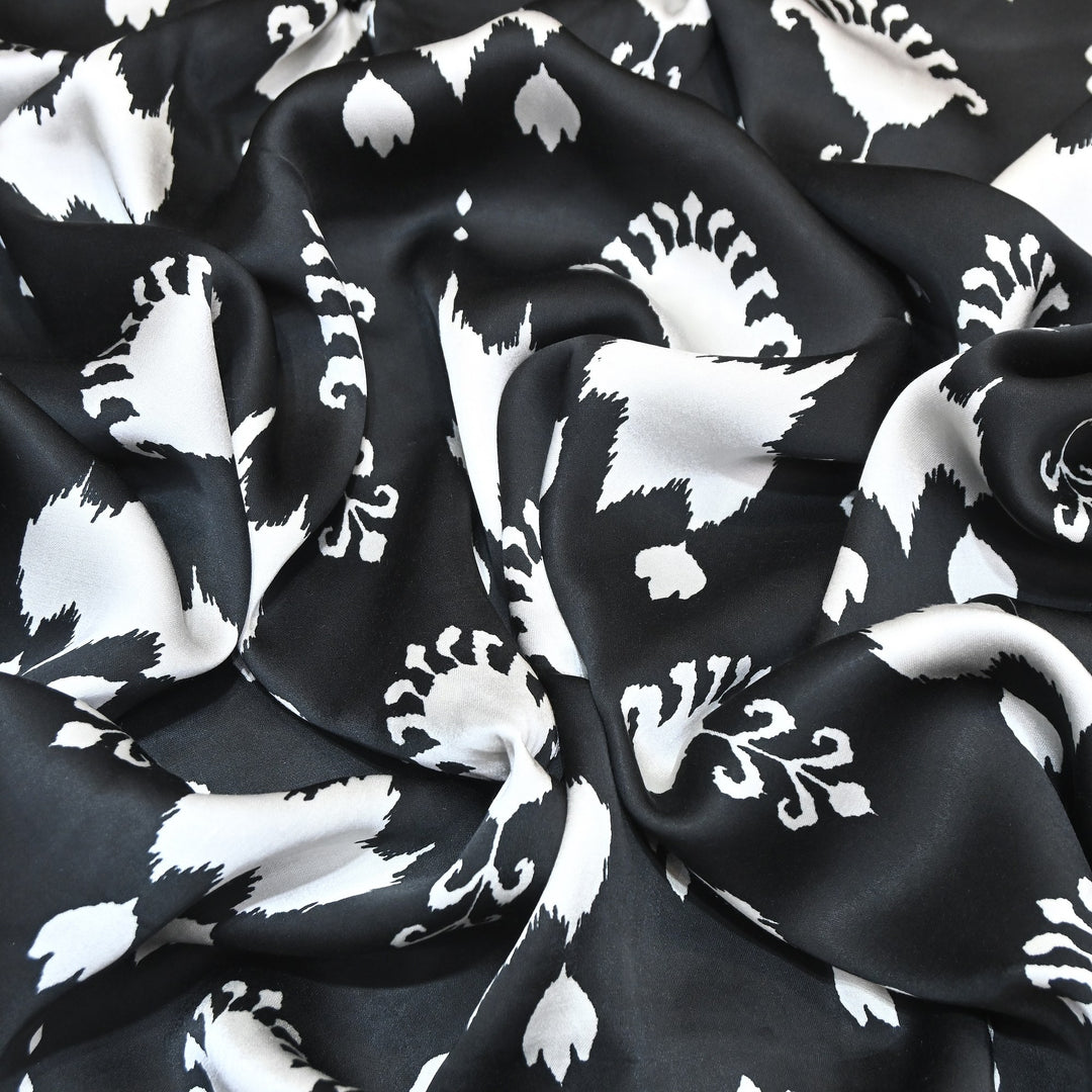 Elegant Modal Satin Digital Print Fabric 5 – Soft Luxury Designer Fabric - 001416-S9