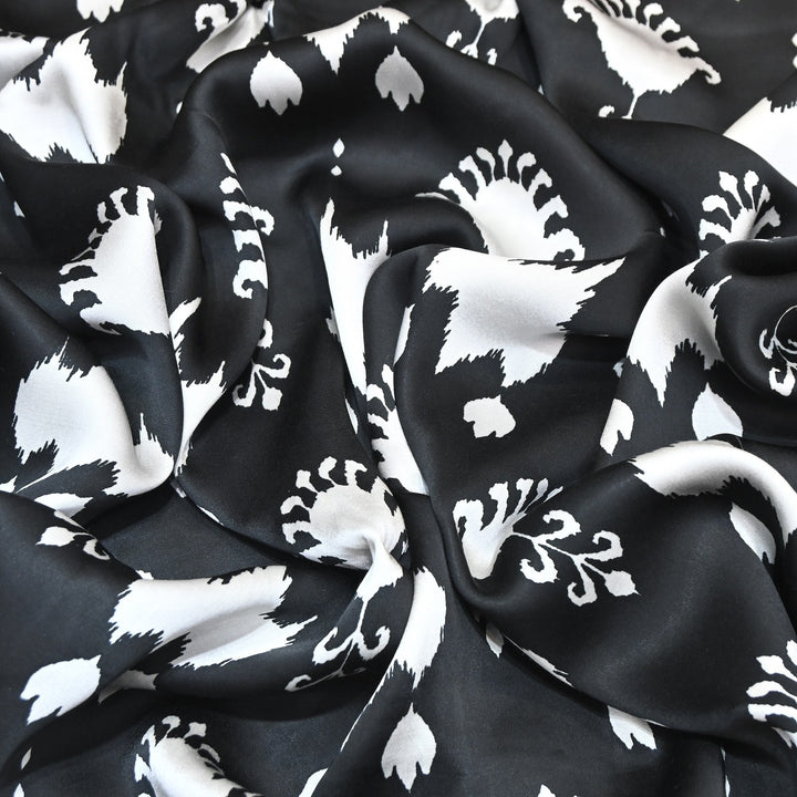 Elegant Modal Satin Digital Print Fabric 5 – Soft Luxury Designer Fabric - 001416-S9