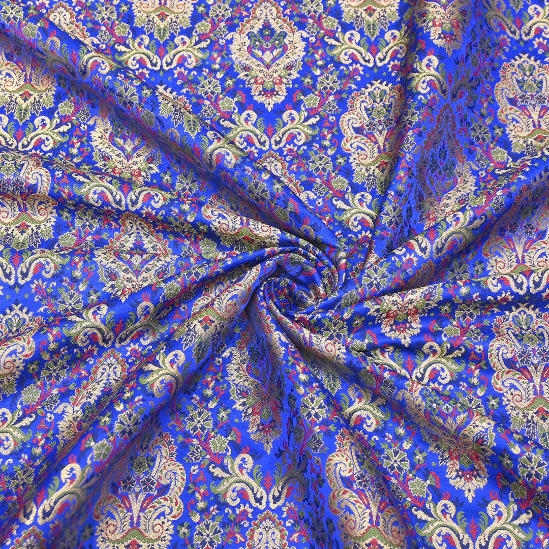 Satin Kimkhab Multi Brocade Fabric | Heavy Luxury Zari Woven Designer Fabric | RS0022-10
