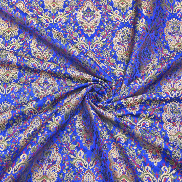 Satin Kimkhab Multi Brocade Fabric | Heavy Luxury Zari Woven Designer Fabric | RS0022-10
