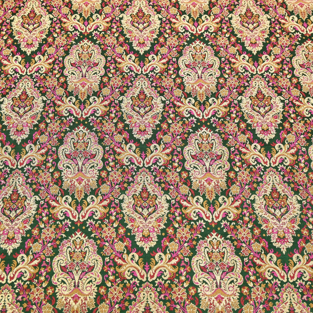 Satin Kimkhab Multi Brocade Fabric | Heavy Luxury Zari Woven Designer Fabric | RS0022-11