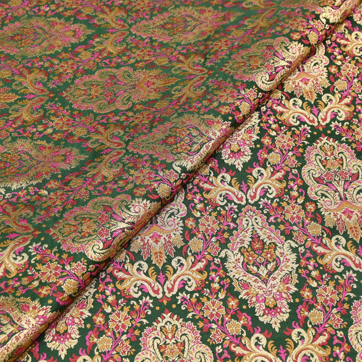 Satin Kimkhab Multi Brocade Fabric | Heavy Luxury Zari Woven Designer Fabric | RS0022-11