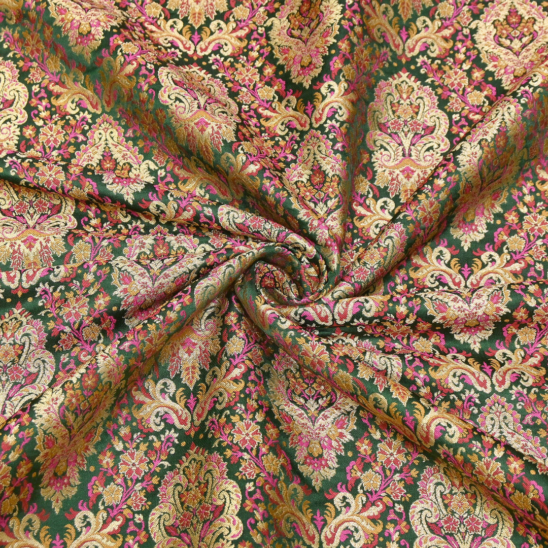 Satin Kimkhab Multi Brocade Fabric | Heavy Luxury Zari Woven Designer Fabric | RS0022-11