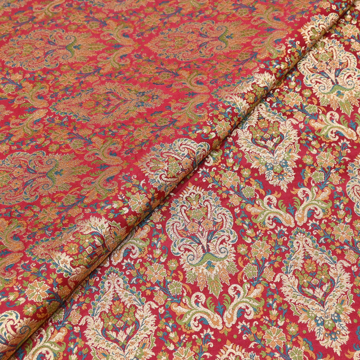 Satin Kimkhab Multi Brocade Fabric | Heavy Luxury Zari Woven Designer Fabric | RS0022-13